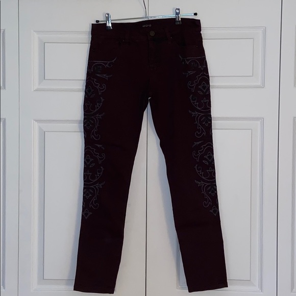 Maroon Mid Rise BDG Jeans with Western Detailing - Picture 1 of 4